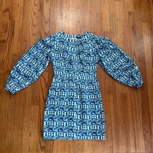 Toccin NY Geometric Pattern Lantern Sleeve Sheath Dress size 0